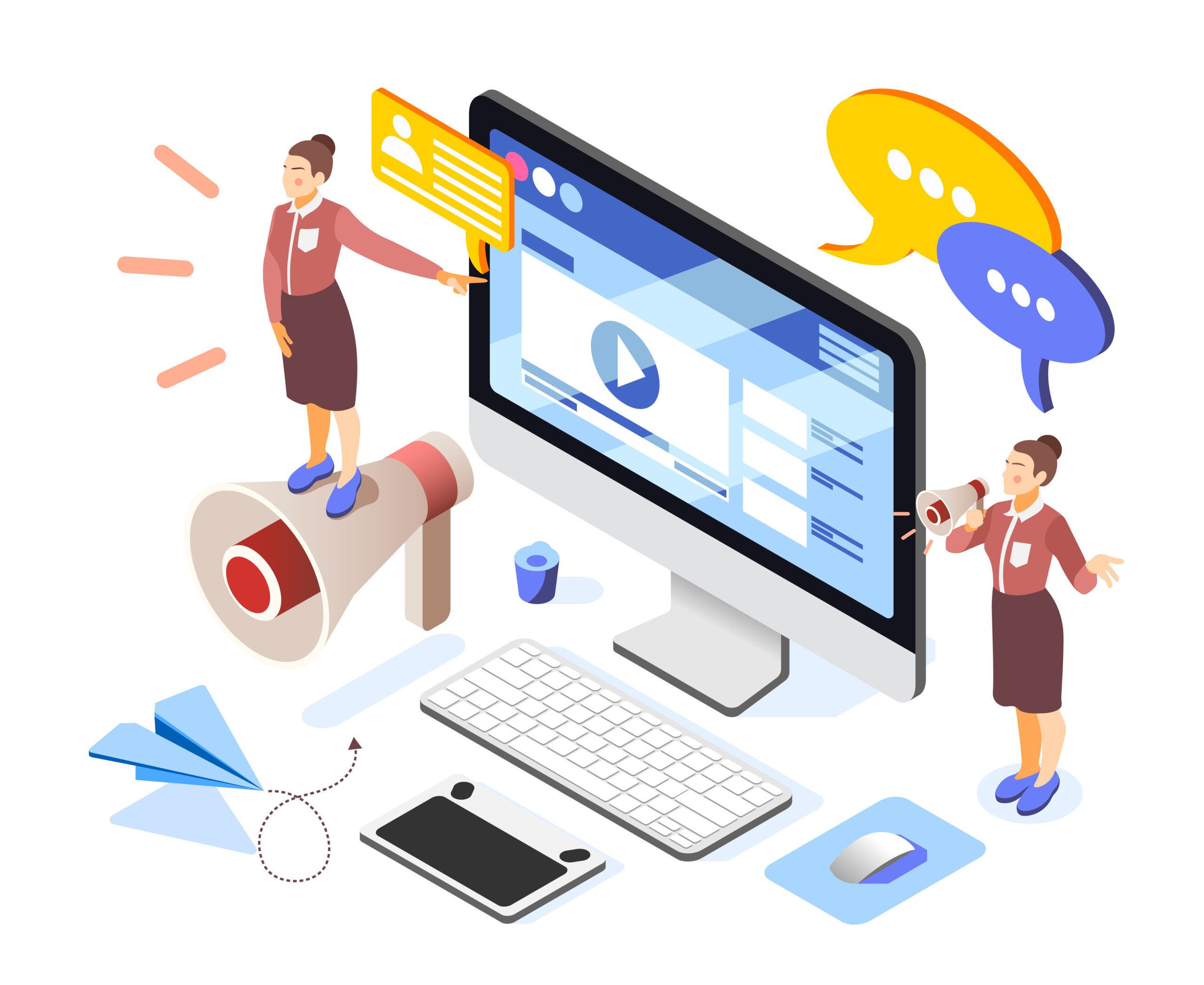 Brand Building Isometric Composition